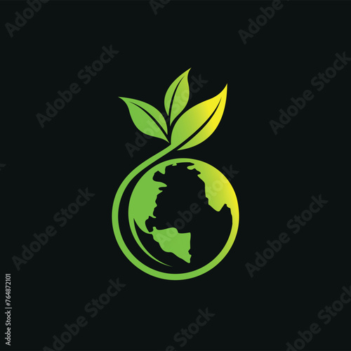 Green earth logo with leaf concept