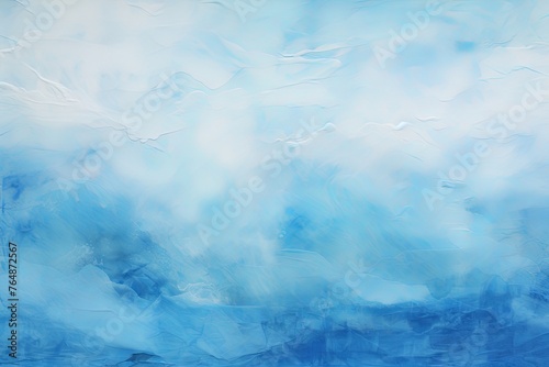 Azure and white painting with abstract wave patterns