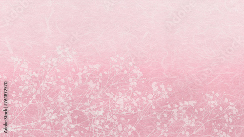 桜色の和紙に漉き込んだ、白いかすみ草のシルエット
