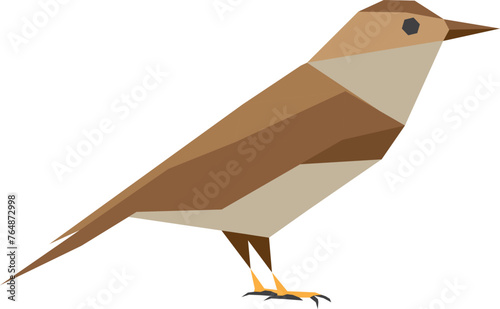 Low polygonal illustration of bird. A minimalist colored logo made of lines featuring the silhouette of a geometric bird. Simple triangular shapes and lines