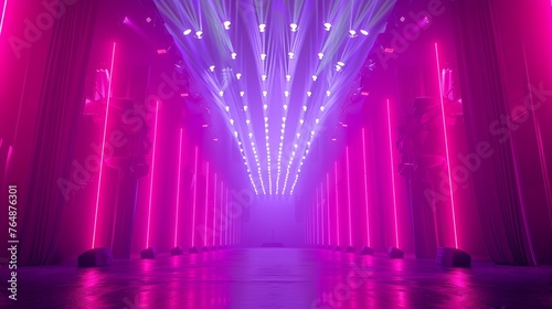 futuristic disco dancehall with magenta neon lights 