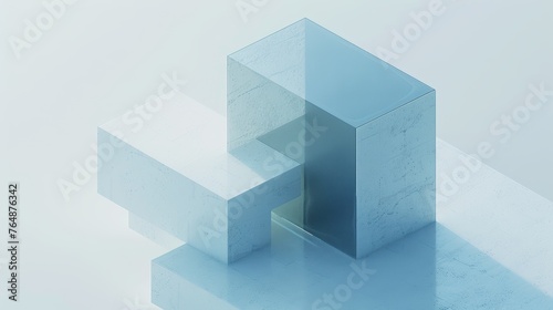 glass geometrical blue pannels in abstract background