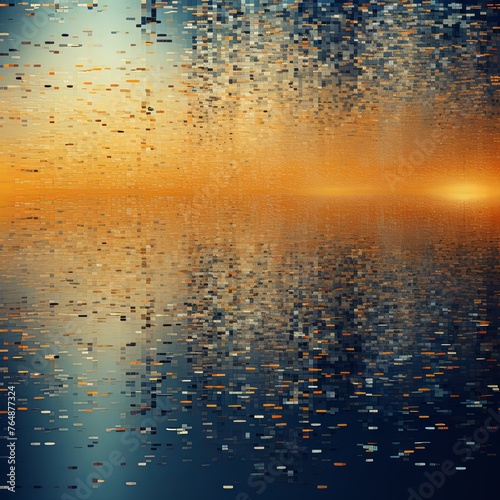 Beige and orange abstract reflection dj background, in the style of pointillist seascapes