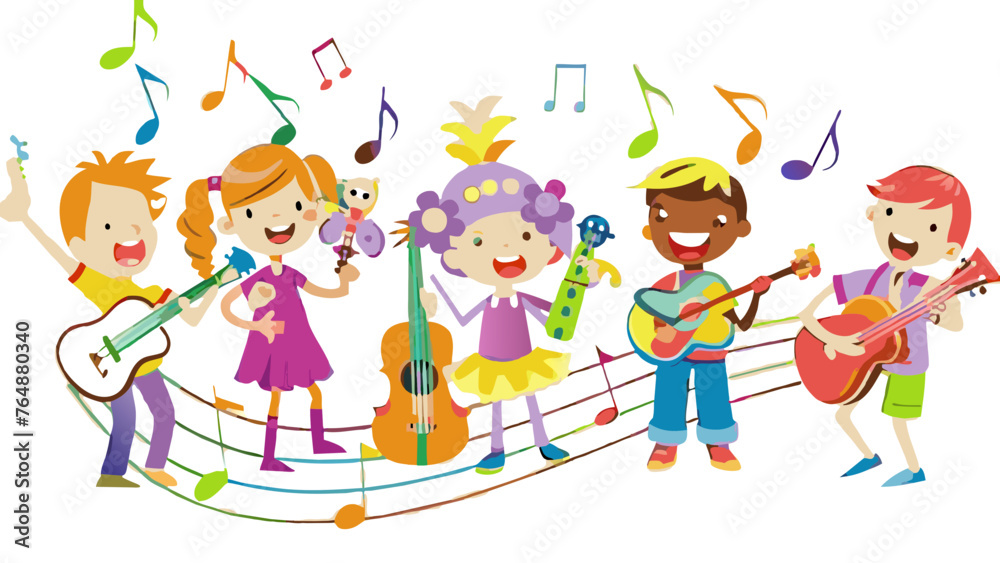 Melodies of Youth: Kids and Music Illustration