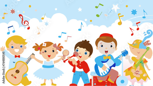 Melodies of Youth  Kids and Music Illustration