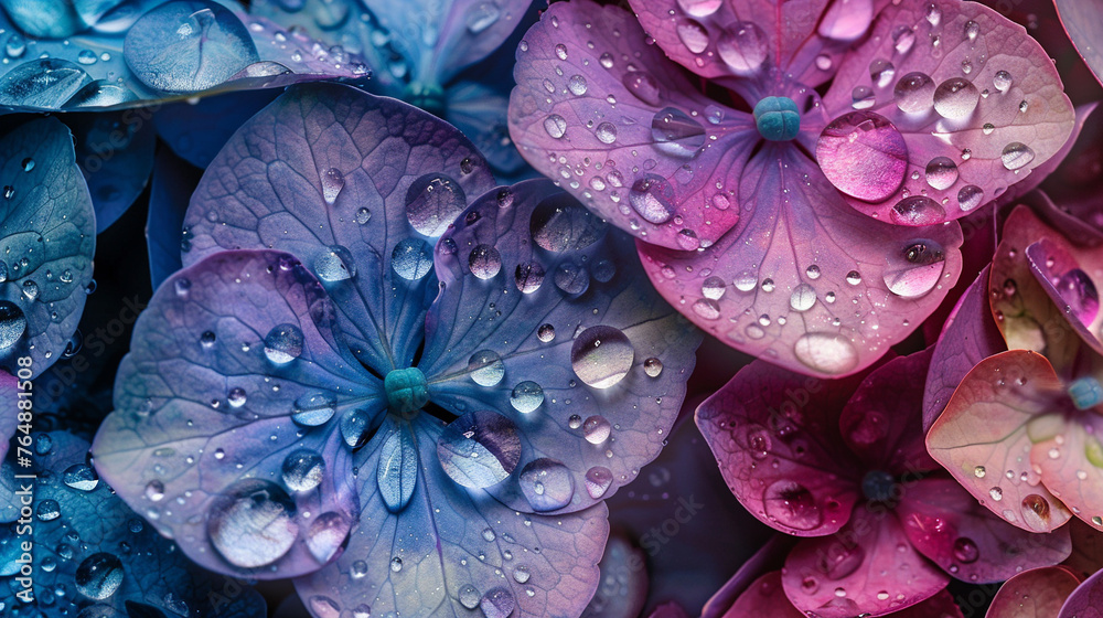 雨に濡れた紫陽花2 - obrazy, fototapety, plakaty 