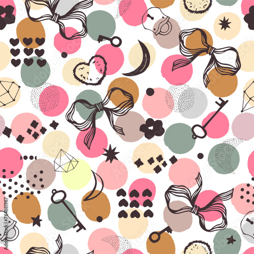 Vector hand drawn doodles seamless pattern.