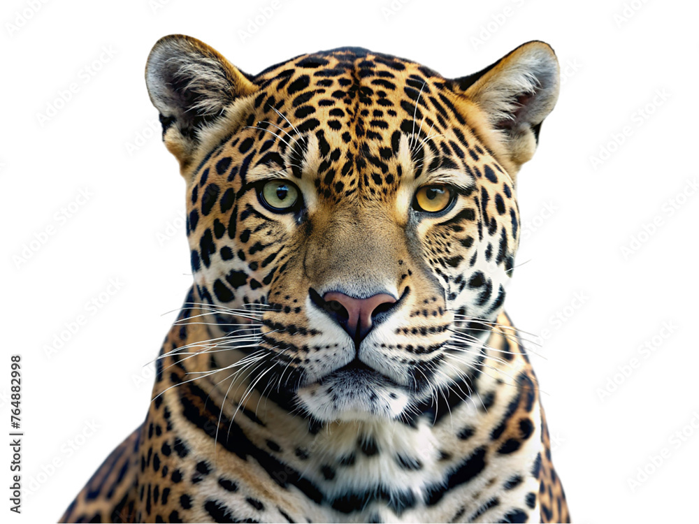 Obraz premium Leopard portrait. Panthera on transparent background.
