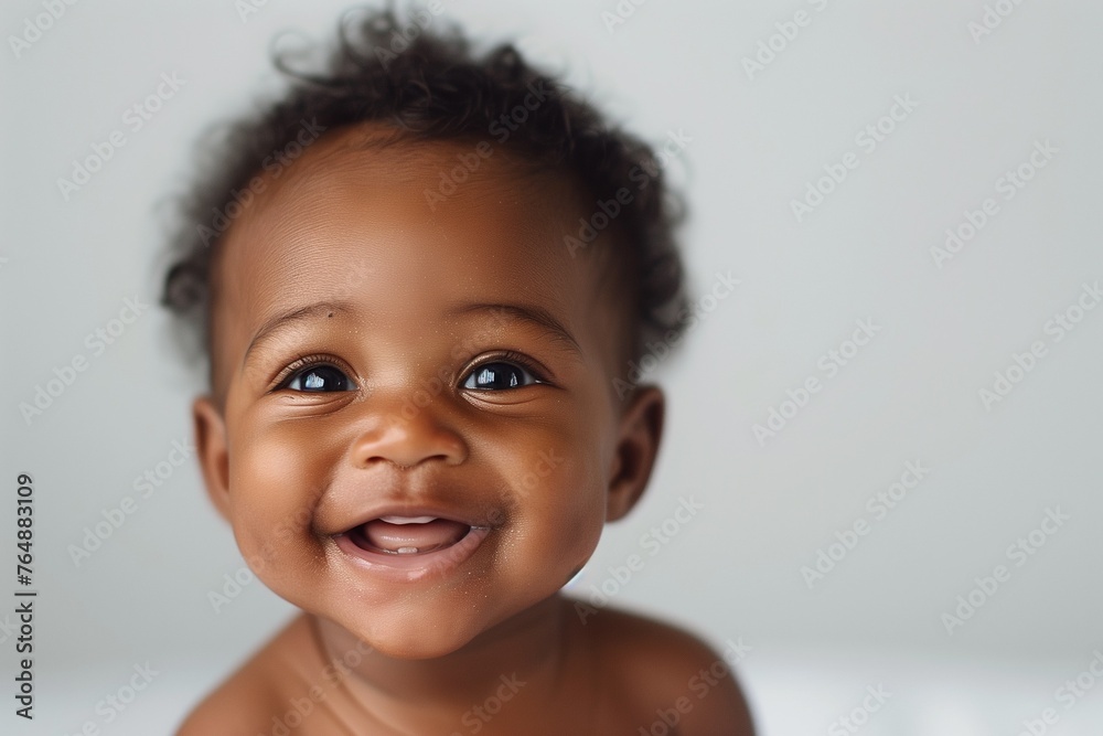 Baby smiling face portrait white background Baby smiling face portrait white background