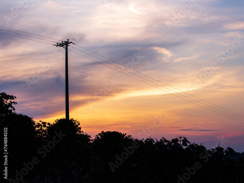 Power lines sunset