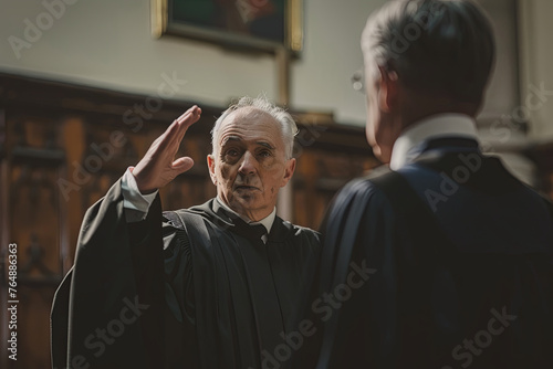Bailiff administering oath to a witness