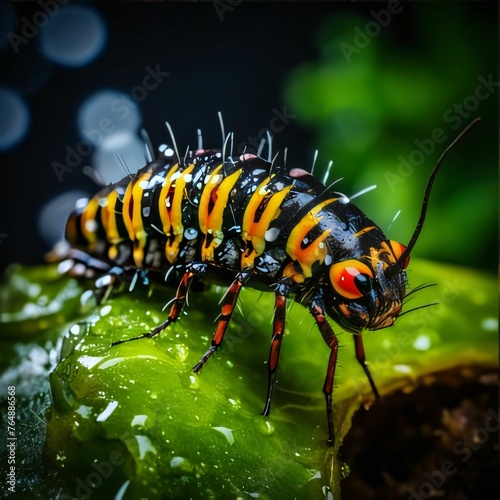 Macro shot of a caterpillar (Ceratonia aurata) © Hawk