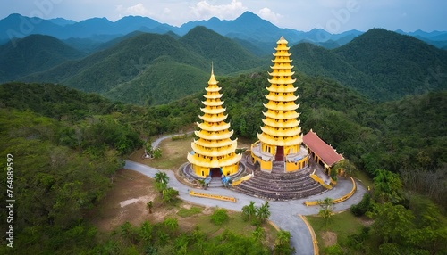 Beautiful architecture of Bat Nha Pagoda in Bao loc city, Lam Dong province, Vietnam. Travel and religion concept photo