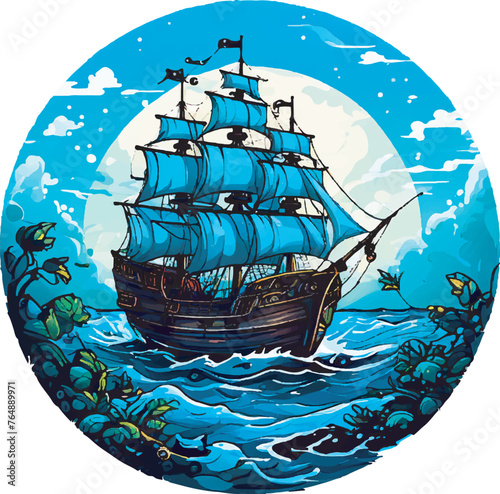 Adobe Illustrator Artwork Of A Pirate Ship For T Shirt Design Concept Art