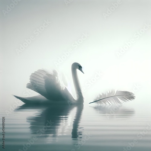 Ethereal Swan Reflection