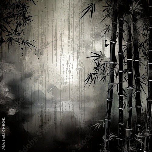 black bamboo background with grungy text