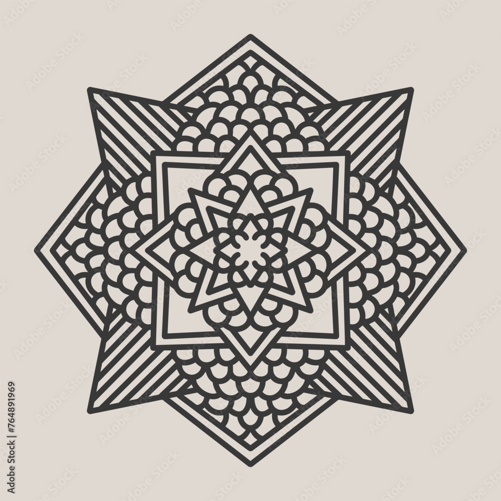 Abstract Mandala. Circular pattern in form of mandala for Henna, Mehndi, tattoo, decoration. Oriental pattern, vector illustration.