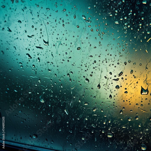 Black rain drops on an old window screen with abstract background