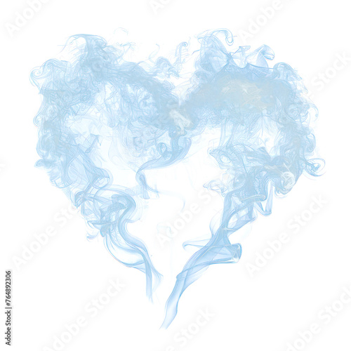 Heart shaped smoke, isolated on transparent png. 