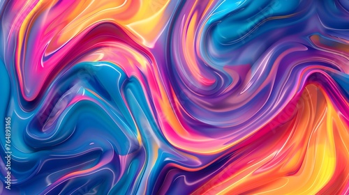 Swirling waves of vibrant paint, colorful fluid wave abstract background for wallpaper
