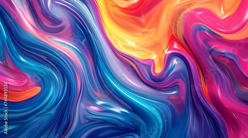 Dynamic multicolored paint swirls, swirling fluid wave abstract backdrop for wallpaper