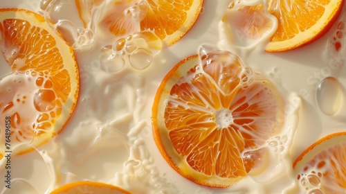 Slices of orange in milk