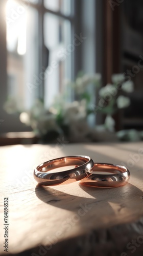 Two wedding rings for element wedding, proposal, wedding day, luxury wedding rings, gold wedding rings
