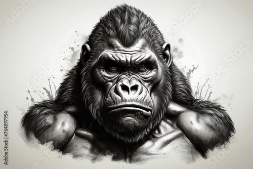 gorilla illustration sketch clipart for tattoo