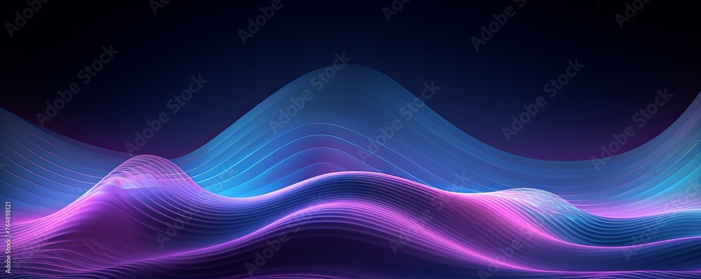 Blue and purple waves background, in the style of technological art - obrazy, fototapety, plakaty 