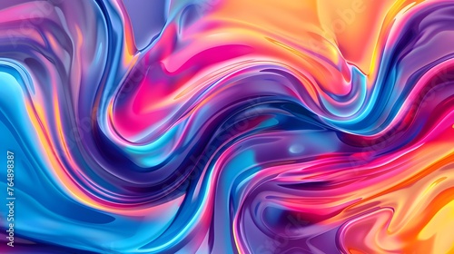 Dynamic multicolored paint swirls, swirling fluid wave abstract backdrop for wallpaper