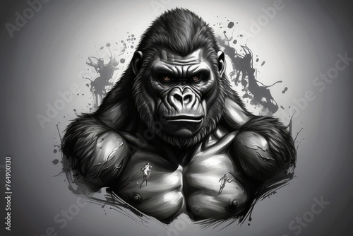 gorilla illustration sketch clipart for tattoo