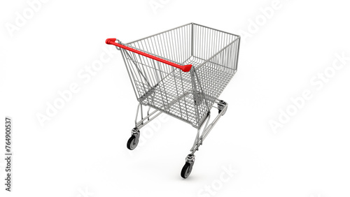3d rendering, Close-up of supper market shopping cart, model object for  sales and commerce concept, isolated on white background.