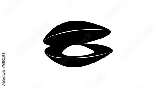 Mussel emblem, black isolated silhouette