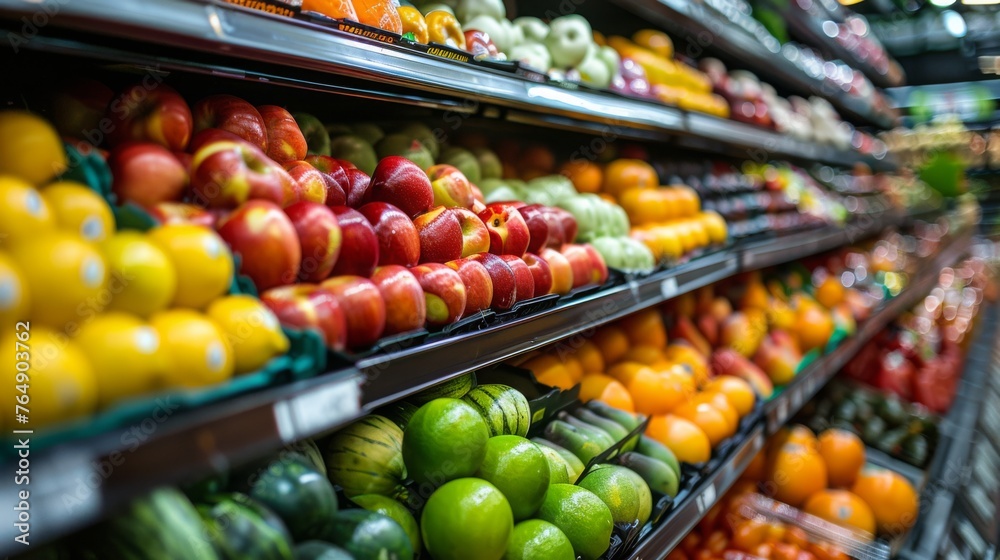 Bountiful Produce Section With Fresh Fruits and Vegetables