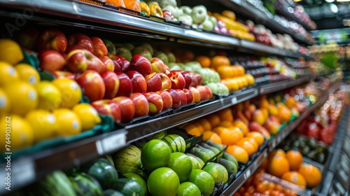 Bountiful Produce Section With Fresh Fruits and Vegetables