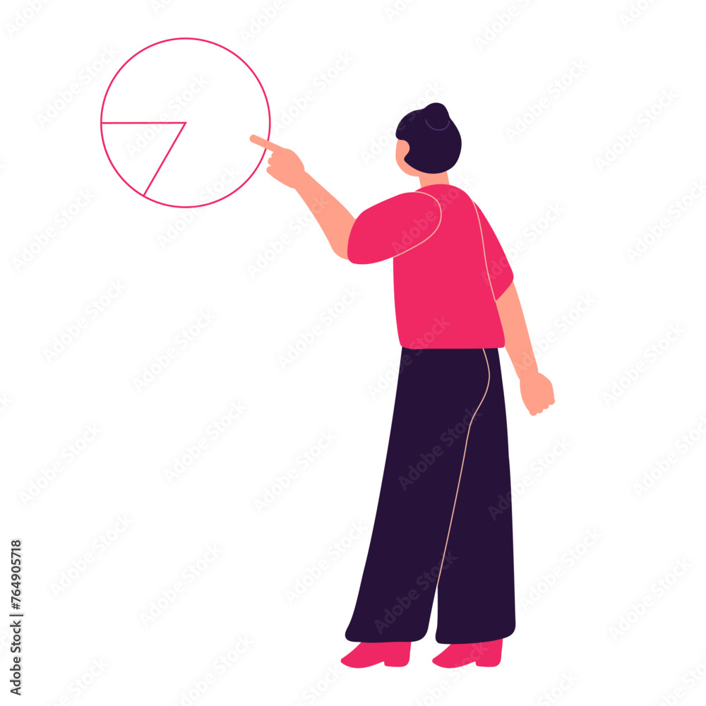 Businesswoman giving presentation with a board, sketch style vector illustration isolated Businesswoman giving presentation with a board, sketch style vector illustration isolated
