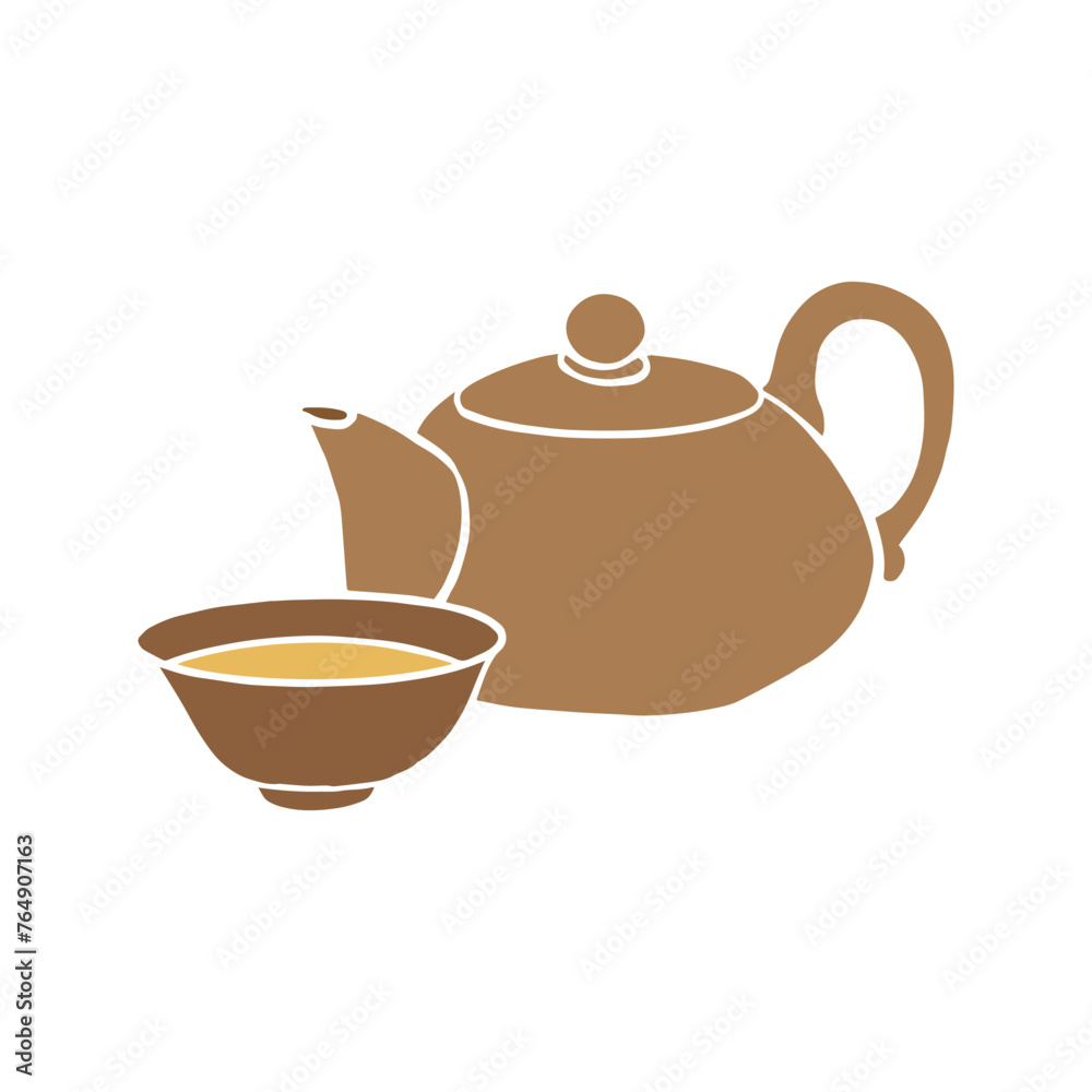 Chinese traditional tea tasting illustration vector