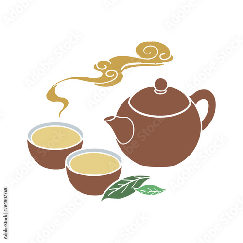 Chinese traditional tea tasting illustration vector