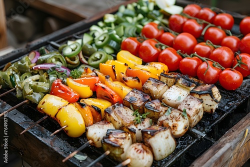 Grilling Assorted Vegetables and Meat