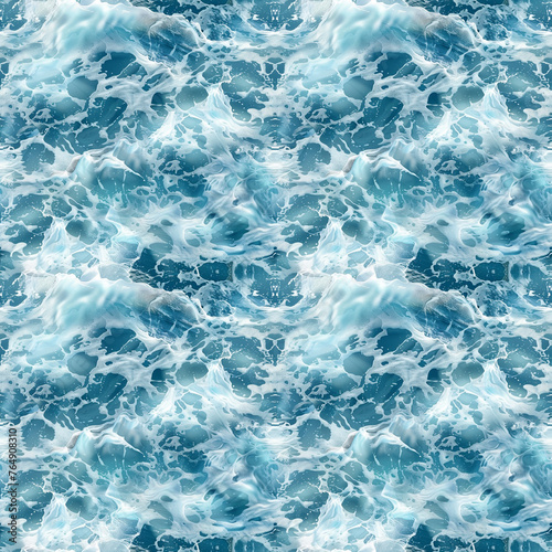 Seamless Sea Water with Foamy Background Pattern