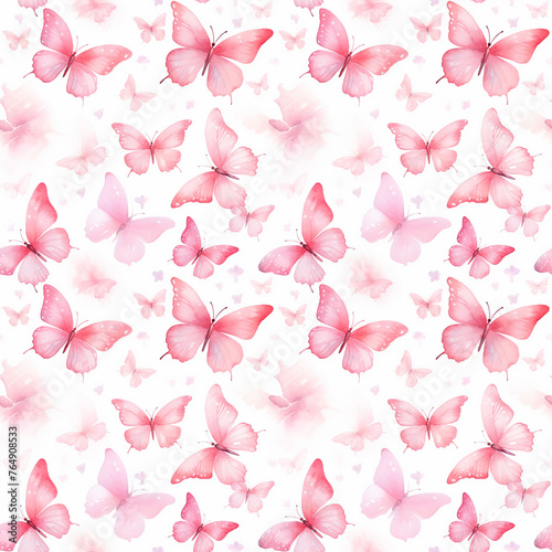 Beautiful Watercolor Butterflies Pink Shades Tile