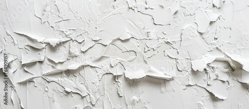 A close-up image showing white paint peeling off a wall surface photo