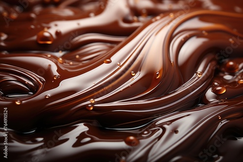 Close-up chocolate texture of liquid chocolate. textured dark chocolate, generative IA
