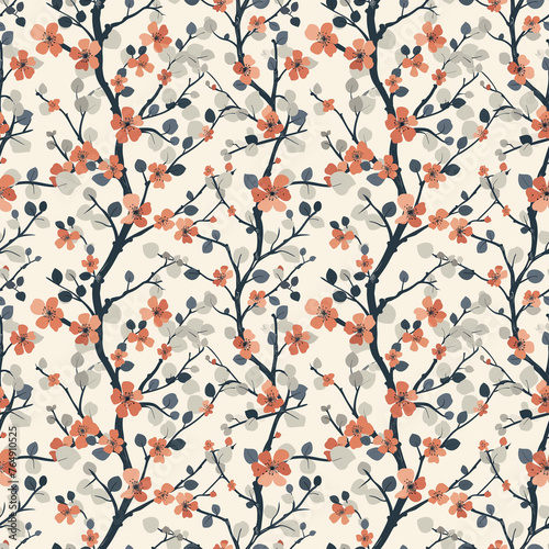 Beautiful Floral Seamless Pattern with Blossom Flowers Tile