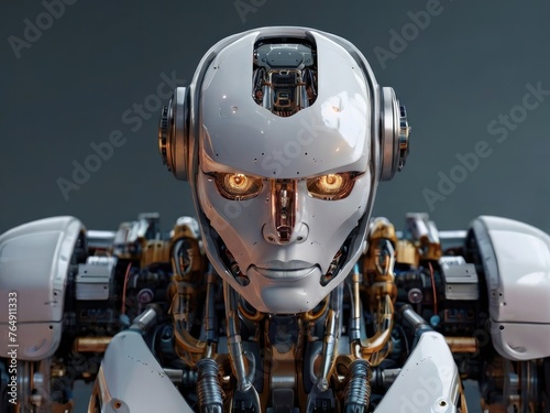 Portrait of robot, android face, Artificial intelligence concept,