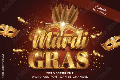 Mardi Gras Carnival Luxury Gold Editable Text Effect