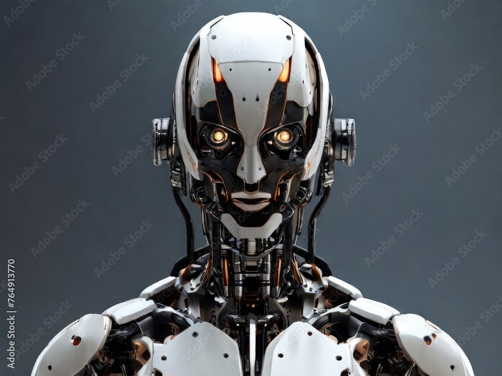 an illustration of a robot made by artificial intelligence in the advanced future facing straight forward an illustration of a robot made by artificial intelligence in the advanced future facing straight forward
