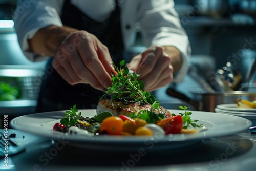 In the upscale restaurant, the chef's attention to detail is evident in every dish 