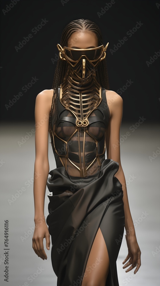 Fashion woman with a golden gothic mask Fashion woman with a golden gothic mask
