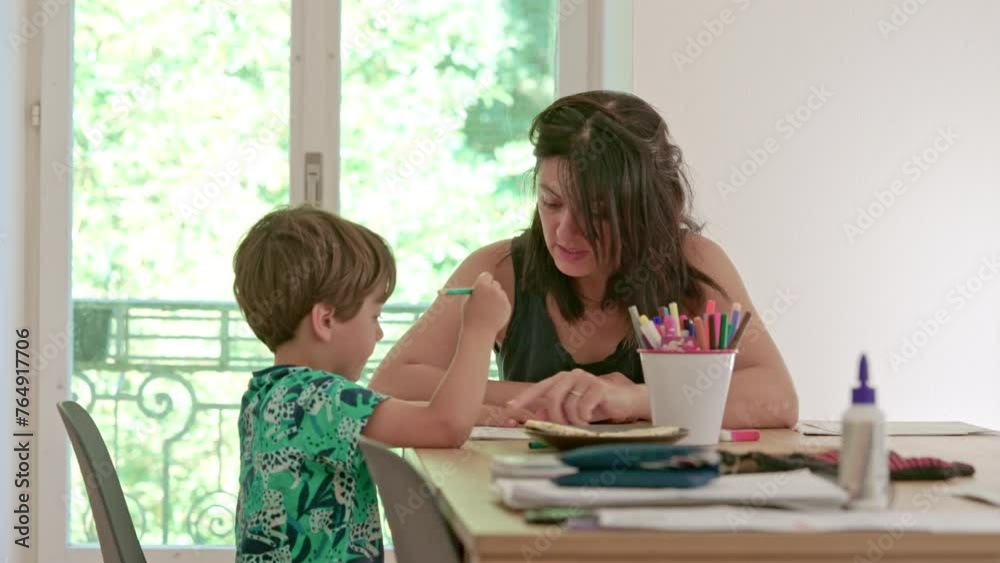 Cozy Study Corner - Mother And Son In Educational Moment At Home Cozy Study Corner - Mother And Son In Educational Moment At Home